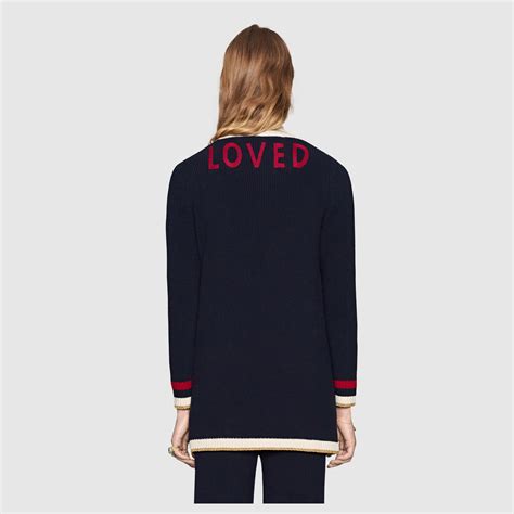 gucci short sleeve knit top|Gucci embroidered oversized cardigan.